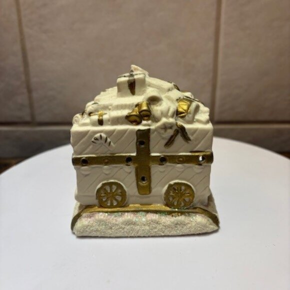 Bombay Company Christmas Santa Train White Porcelain 3 piece candle Votives - Picture 11 of 17